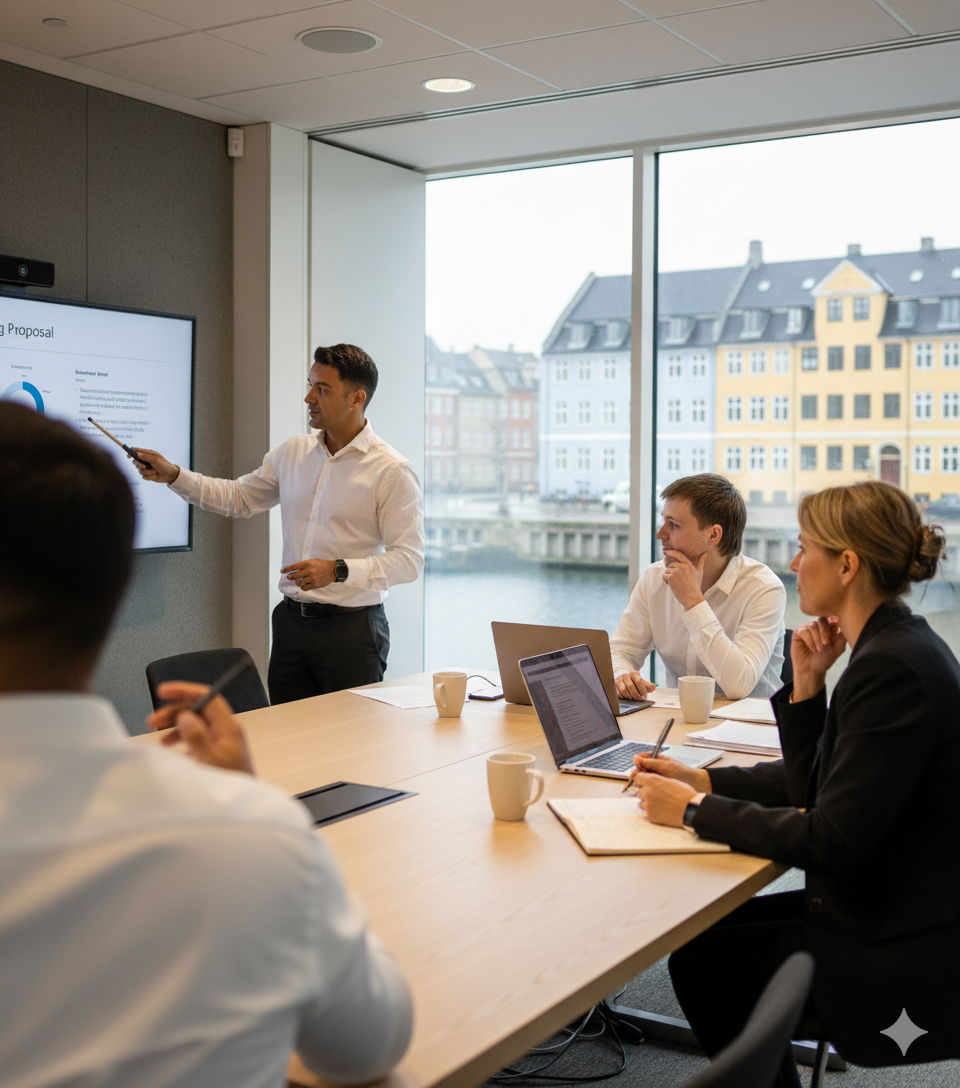 Professional business presentation in modern office